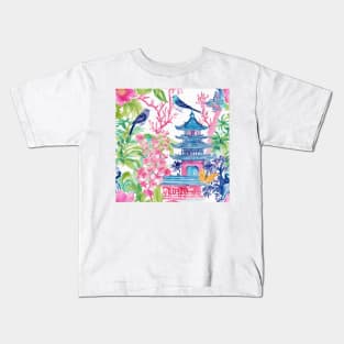 Colorful pagodas and birds Kids T-Shirt
